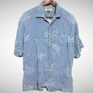 Tommy Bahama Shirt Mens Medium Short Sleeve Silk Blue Pre Owned